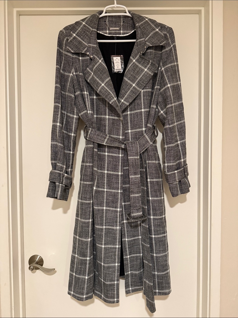 White House Black Market Trevi Plaid Trench Coat